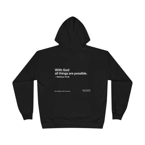"With God all things are possible" Christian Heart Pullover Hoodie